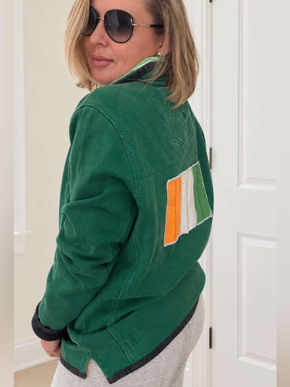 The Iconic Airlie Fat Face XL Green Irish Flag Quarter Zip Pullover Oversized